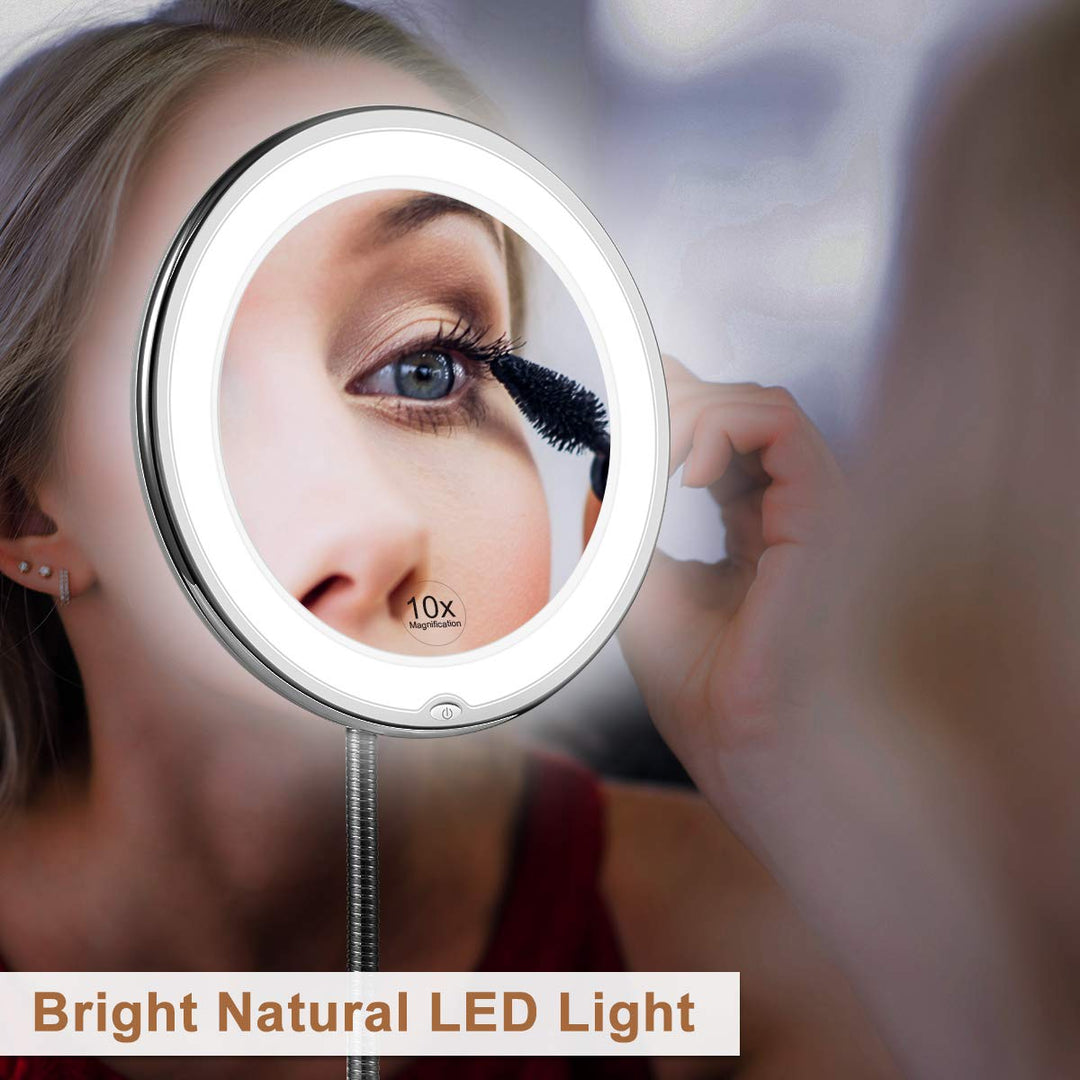 Flexibler Vergrößerungsspiegel mit Tageslicht-LED für detailliertes Schminken und Beauty-Anwendungen.