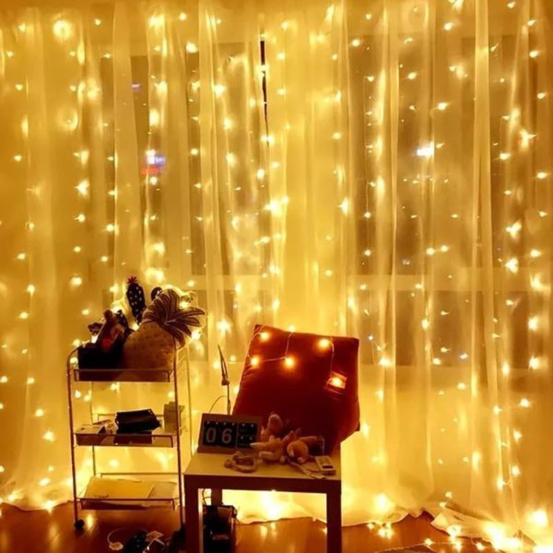 Festlicher 3x3m LED Lichtervorhang für Partys, Feiern & stimmungsvolle Anlässe, als Partylicht.