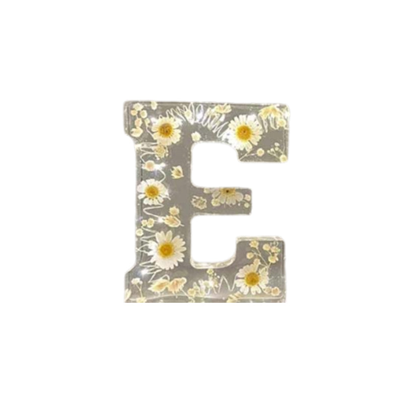Buchstaben-Deko-Licht: LED-Nachtlicht mit Harzblumen, perfekt für Wohnzimmer & Schlafzimmer Ambiente.