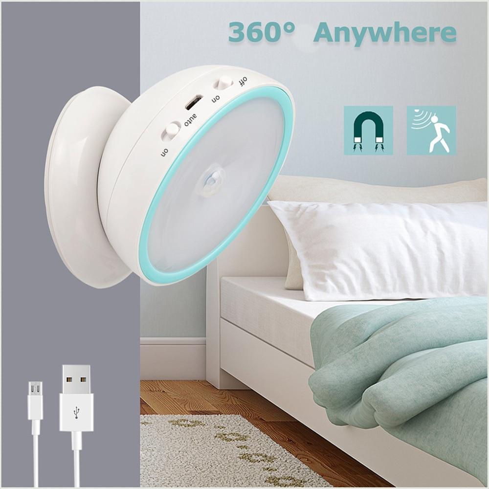 LED Nachtlicht mit 360° Bewegungssensor, magnetisch, drahtlos. Ideal für Flur, Treppe, Schrank.