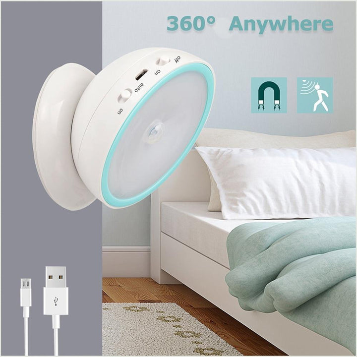 LED Nachtlicht mit 360° Bewegungssensor, magnetisch, drahtlos. Ideal für Flur, Treppe, Schrank.