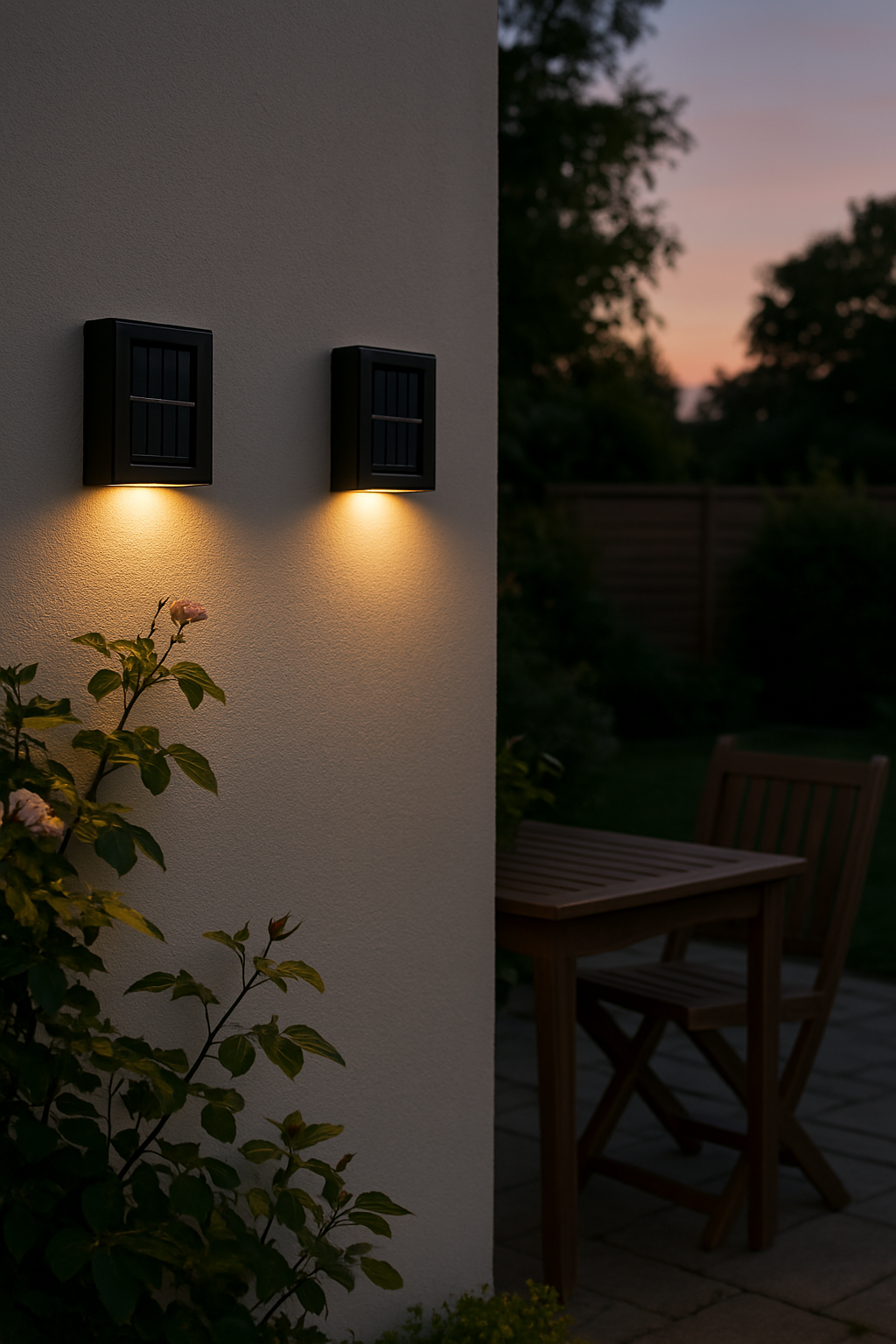 Design-Solar-Wandlampe mit LEDs für stilvolle Außenbeleuchtung an Terrasse & Balkon.