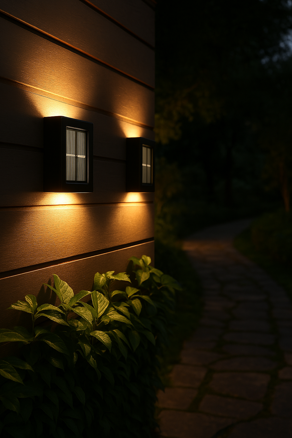 Leistungsstarke LED Solar Wandlampe, kabellos für einfache Installation draußen.