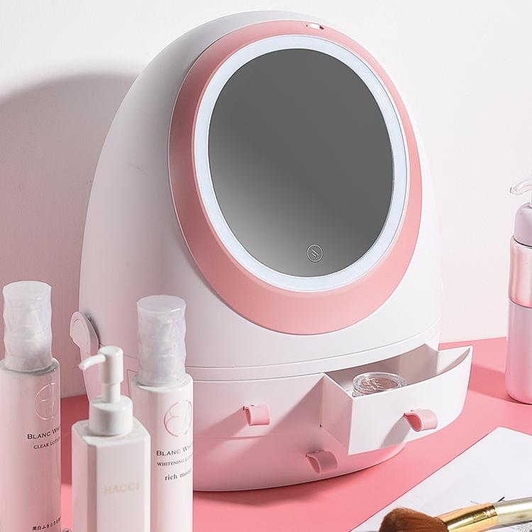 LED Spiegel Kosmetik Aufbewahrungsbox mit Licht, ideal für Make-up & Schminkzubehör.