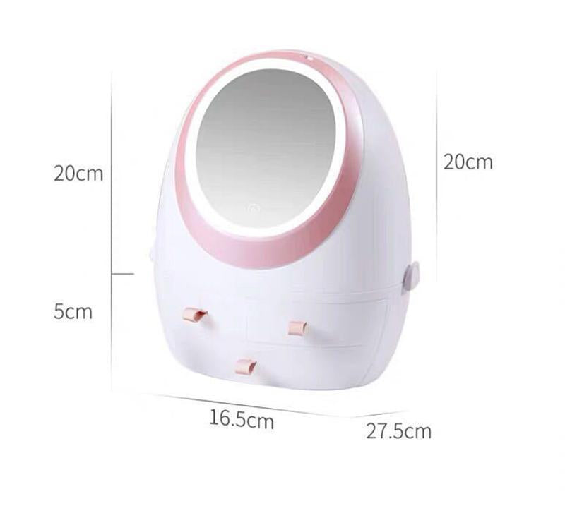 Weiße LED Spiegel Kosmetik Organizer Box mit Beleuchtung für professionelles Make-up.