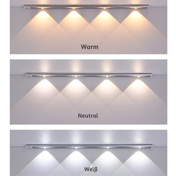 Dimmbare LED Unterbauleuchte, warmweiß/kaltweiß, kabellos für Küchenlicht & Schrankbeleuchtung, mit Bewegungssensor.