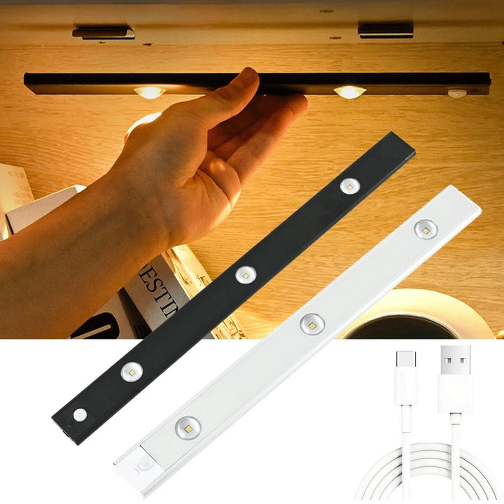 Kabellose LED Sensorleuchte schwarz mit Bewegungssensor, dimmbar, magnetisch. Perfekt als Unterbauleuchte für Küche.