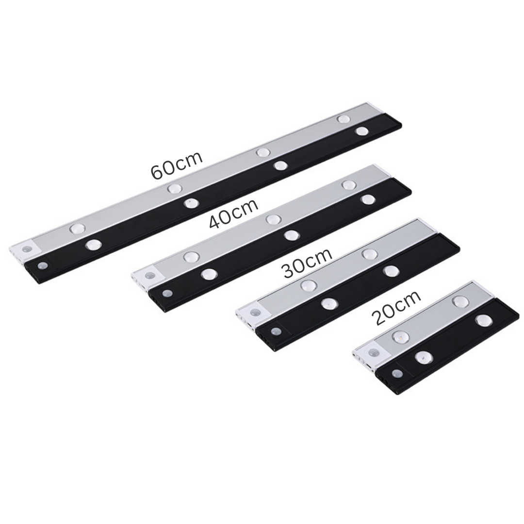Praktisches LED Küchenlicht mit Bewegungssensor & Dimmfunktion, kabellos, magnetisch zur einfachen Schrankbeleuchtung.