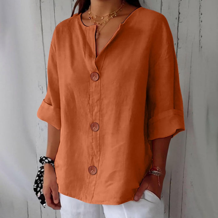 Leichte Clara Leinenbluse für Damen, elegant & vielseitig, perfekt für Sommer & Freizeit.
