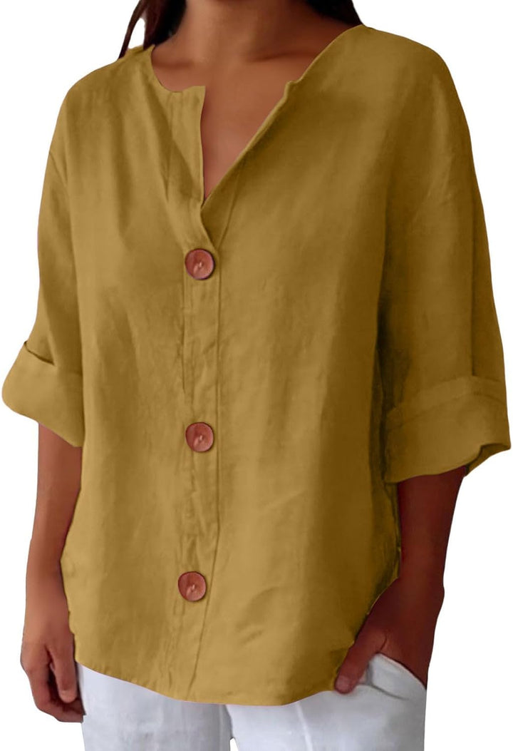 Atmungsaktive Leinenbluse Clara für Damen, bequem & stilvoll, Frühling/Sommer Oberteil.
