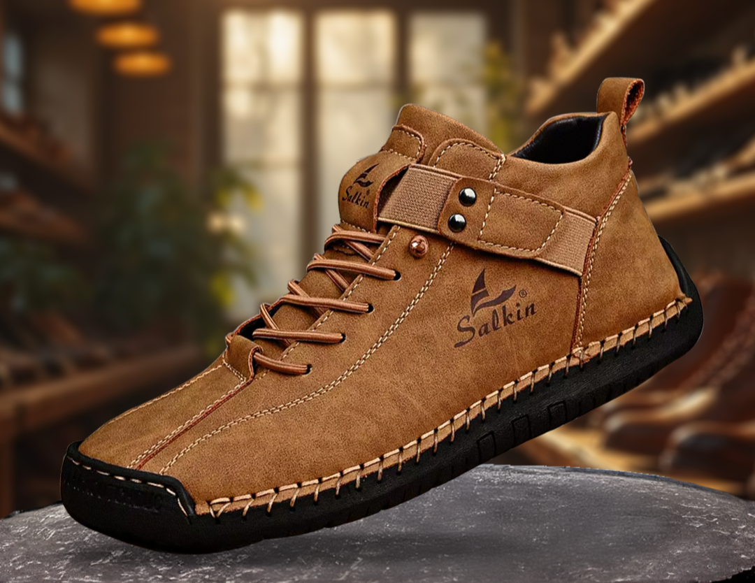 Moderne leichte orthopädische Herrenschuhe mit flexibler Sohle, für bequemen Gang und Fußgesundheit bei jeder Aktivität.