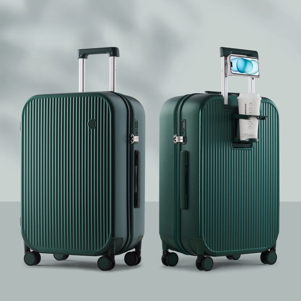 Zuverlässiger Hartschalen-Reisekoffer, leicht und robust, mit praktischen Extras für entspanntes Reisen, Hellgrün.