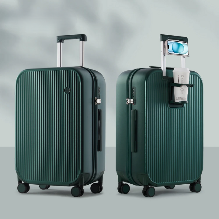 Zuverlässiger Hartschalen-Reisekoffer, leicht und robust, mit praktischen Extras für entspanntes Reisen, Hellgrün.