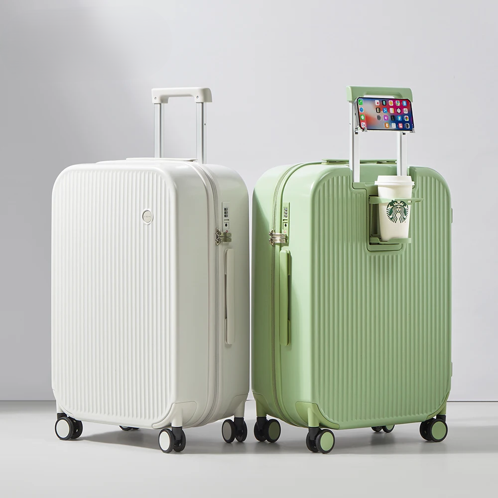 Eleganter schwarzer Hartschalen-Rollkoffer, leicht & robust, mit laufruhigen 360-Rollen, ideal für jede Reise.