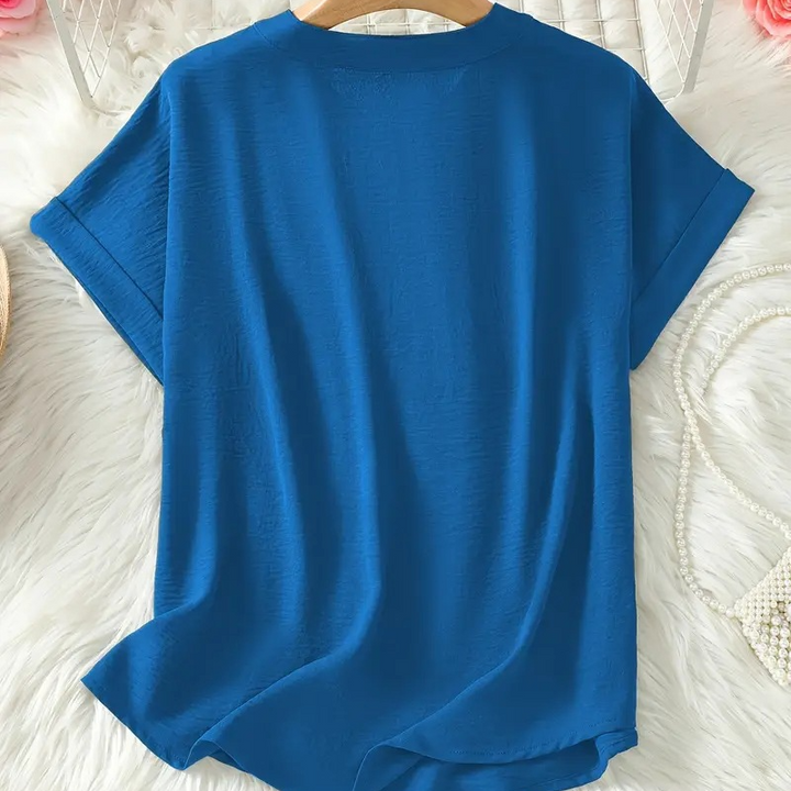 Modernes Damen V-Ausschnitt Top in Grün, bequem & stilvoll. Perfektes Oberteil für Freizeit & Mode.