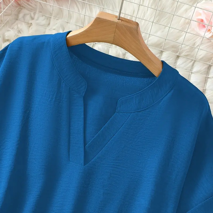 Damen Leichtes V-Ausschnitt Top, klassisch & elegant. Ein vielseitiges Oberteil für Frühling und Sommer.