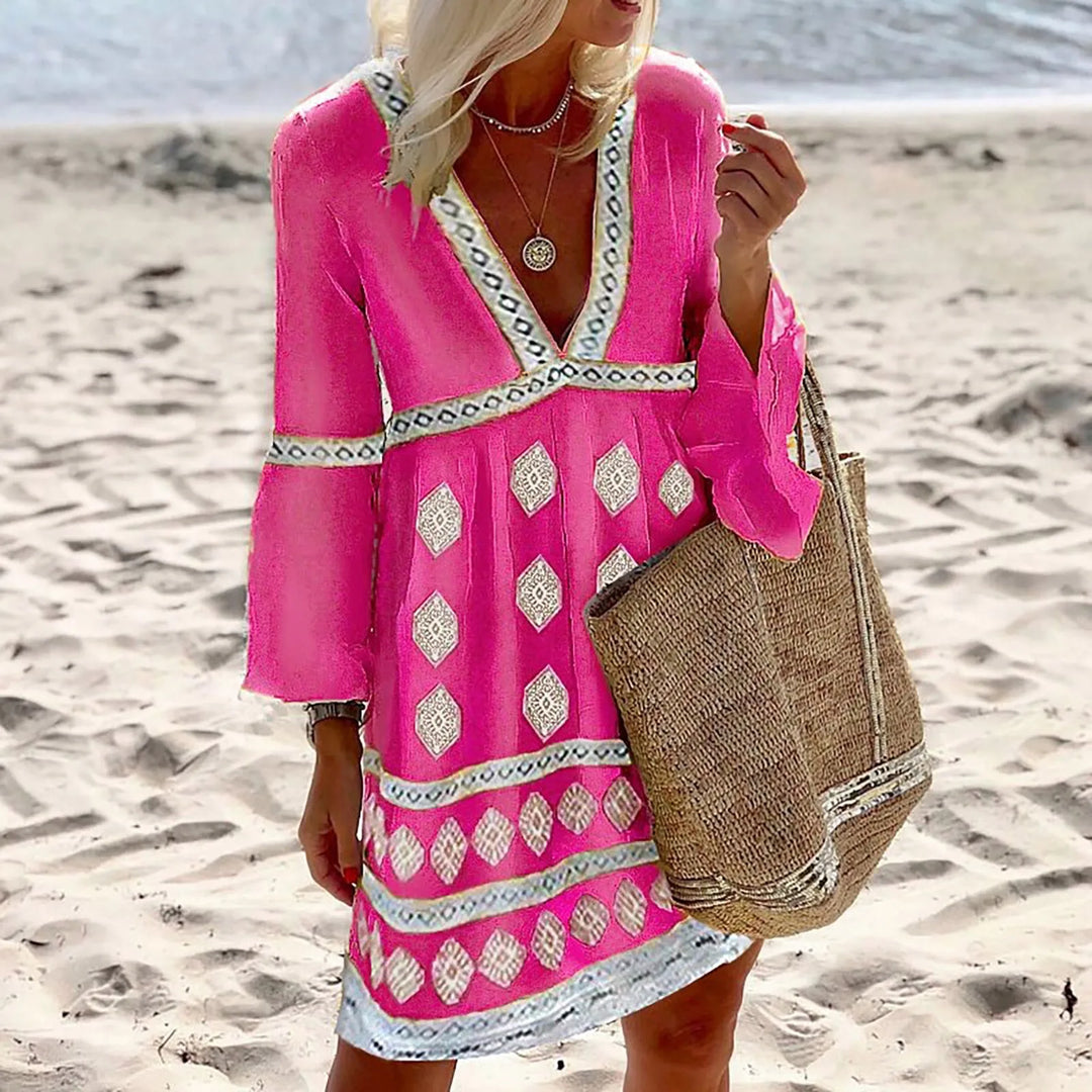 Modernes Damen Sommerkleid mit weiten Fledermausärmeln, atmungsaktiv und bequem, ideal für Frühling & Sommer.