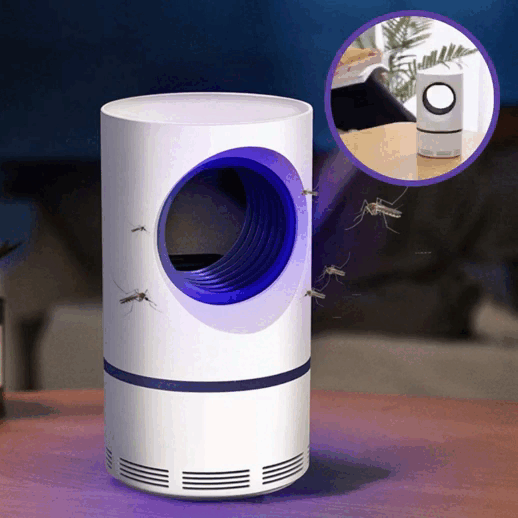 Chemiefreie USB Mückenfalle mit LED-UV-Licht, ideal für ruhige Nächte im Schlafzimmer.