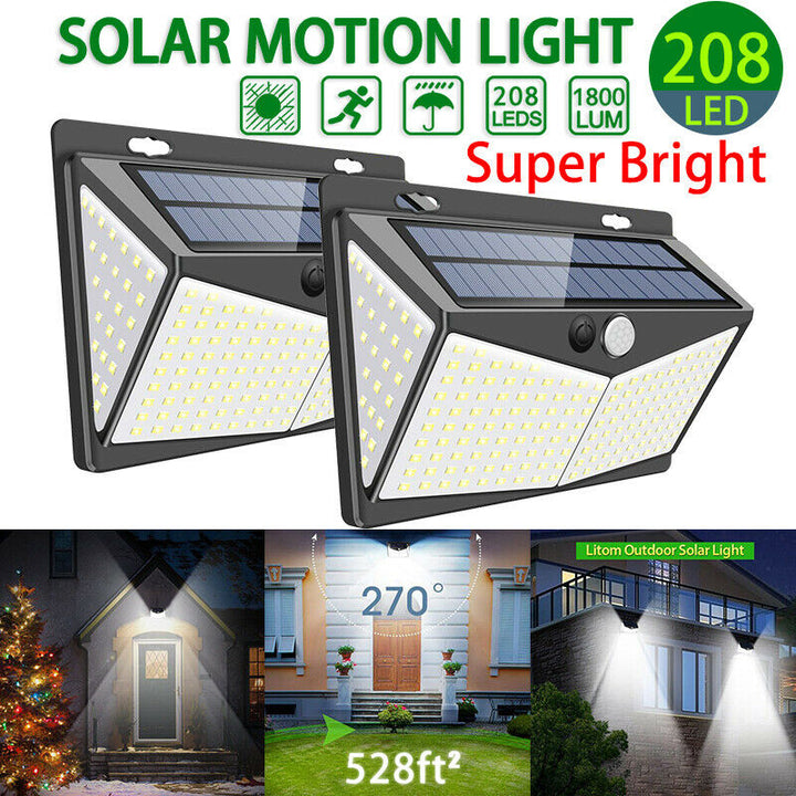Leistungsstarke Solar-LED-Außenleuchte mit Bewegungsmelder für Garten und Terrasse, energiesparend.