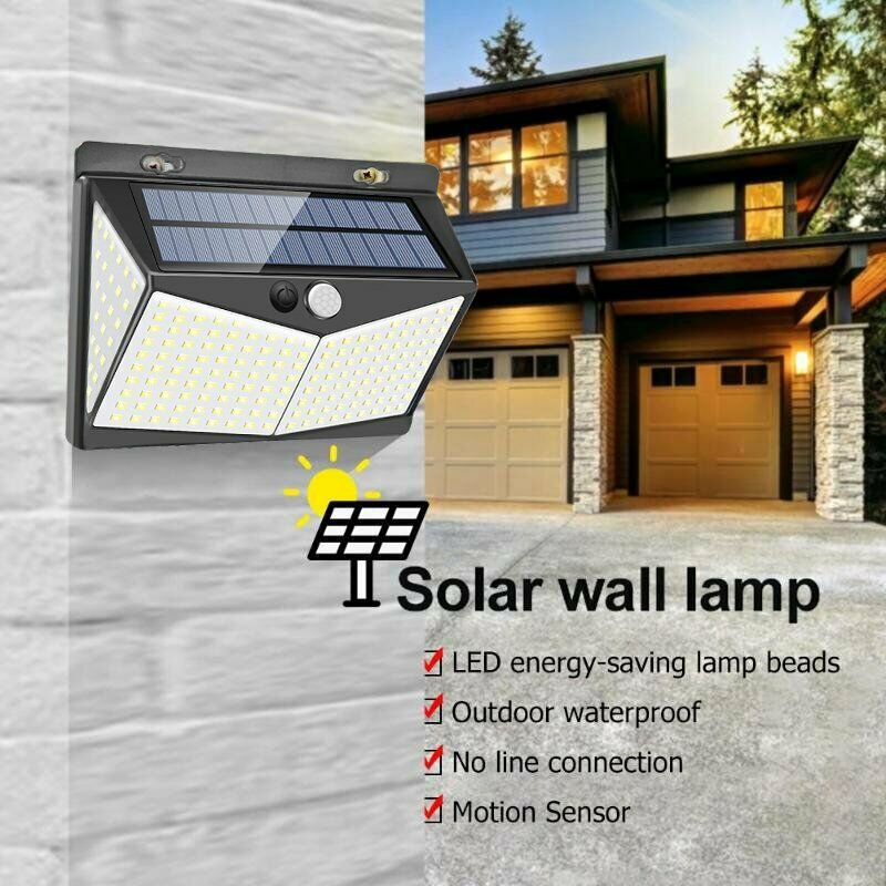 Sicherheits-Solarleuchte mit Bewegungsmelder, LED-Außenlampe für Hof und Garten, robust und wetterfest.