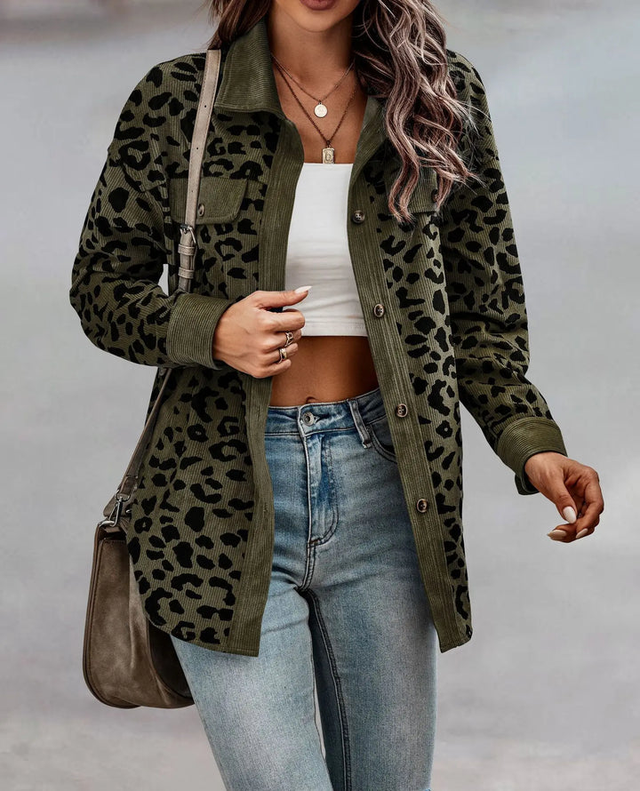 Bequeme Leopardenmuster Freizeitjacke für Damen, modisch und vielseitig.