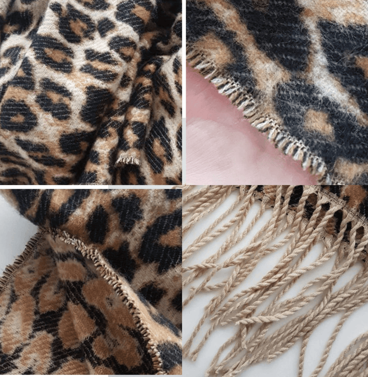 Modisches Damen Halstuch mit chicem Leopardenmuster, ideal als Herbst-Accessoire für stilbewusste Frauen.