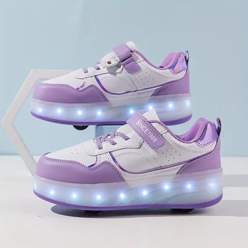 Unisex Rollschuh Sneaker für Kinder mit leuchtenden LED-Sohlen, ideal für Freizeit & Outdoor-Sport.