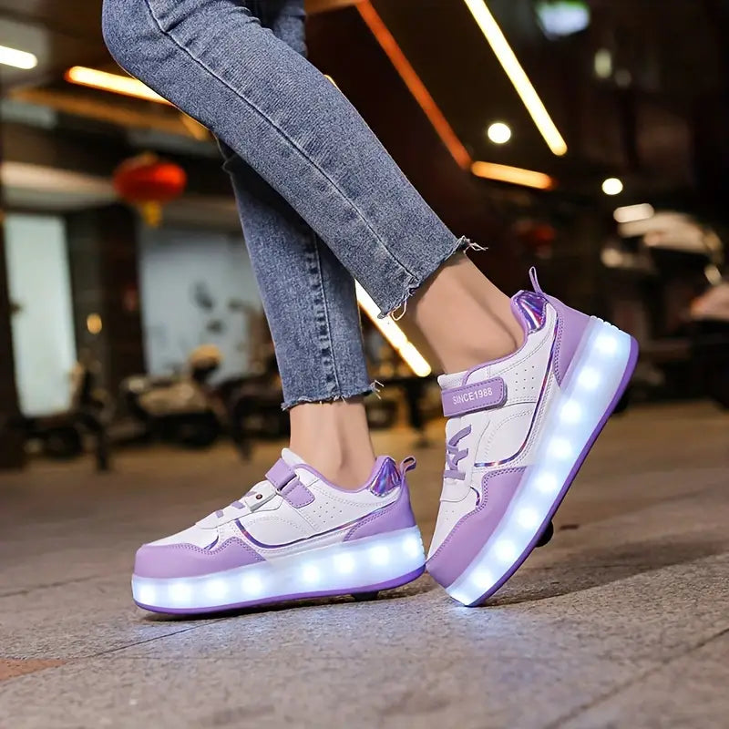 Lustige Rollschuh Sneaker für Kinder, Unisex, mit blinkenden LED-Sohlen; perfektes Geschenk für aktive Kids.