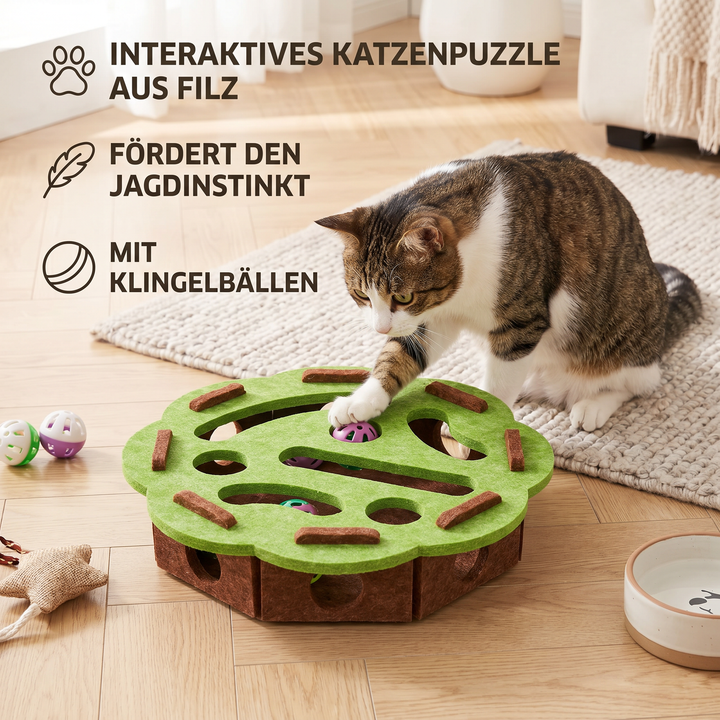 Filz-Puzzle-Intelligenzspielzeug für Katzen. Fördert die Aktivität und den Spielspaß Ihres Haustiers.