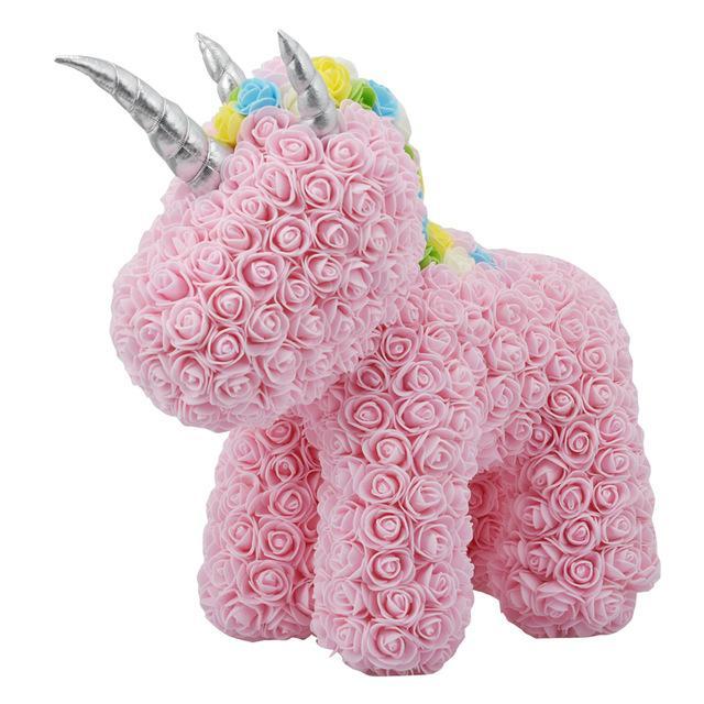 Liebliches Rosen-Einhorn Geschenk mit LED-Lichterkette für romantische Anlässe.