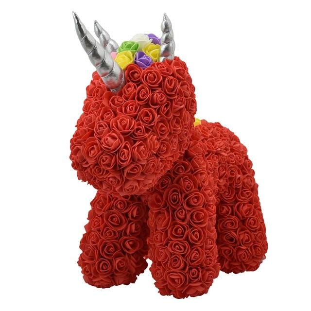 Rosa Rosen-Einhorn als bezauberndes Geschenk & Wohnaccessoire, mit LED-Beleuchtung.