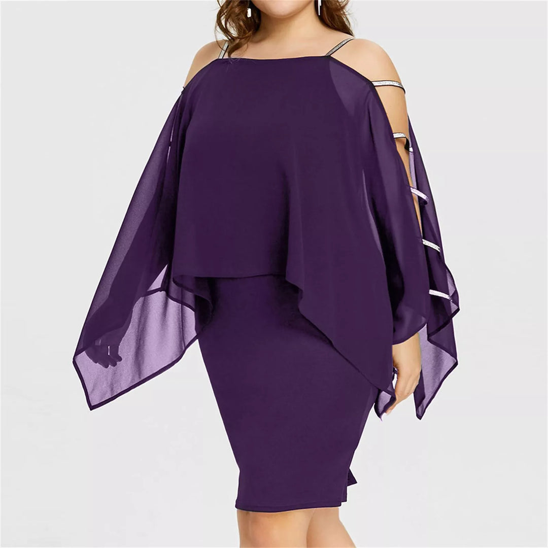 Modisches Übergrößen-Damenkleid mit Off-Shoulder & Spitze, ideal als Abendkleid.