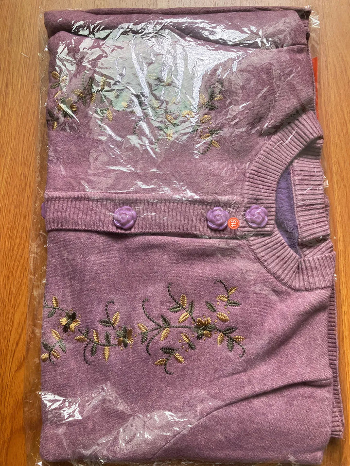 Modischer Damen Cardigan Übergröße, warmer Strick mit klassischem Vintage-Print.