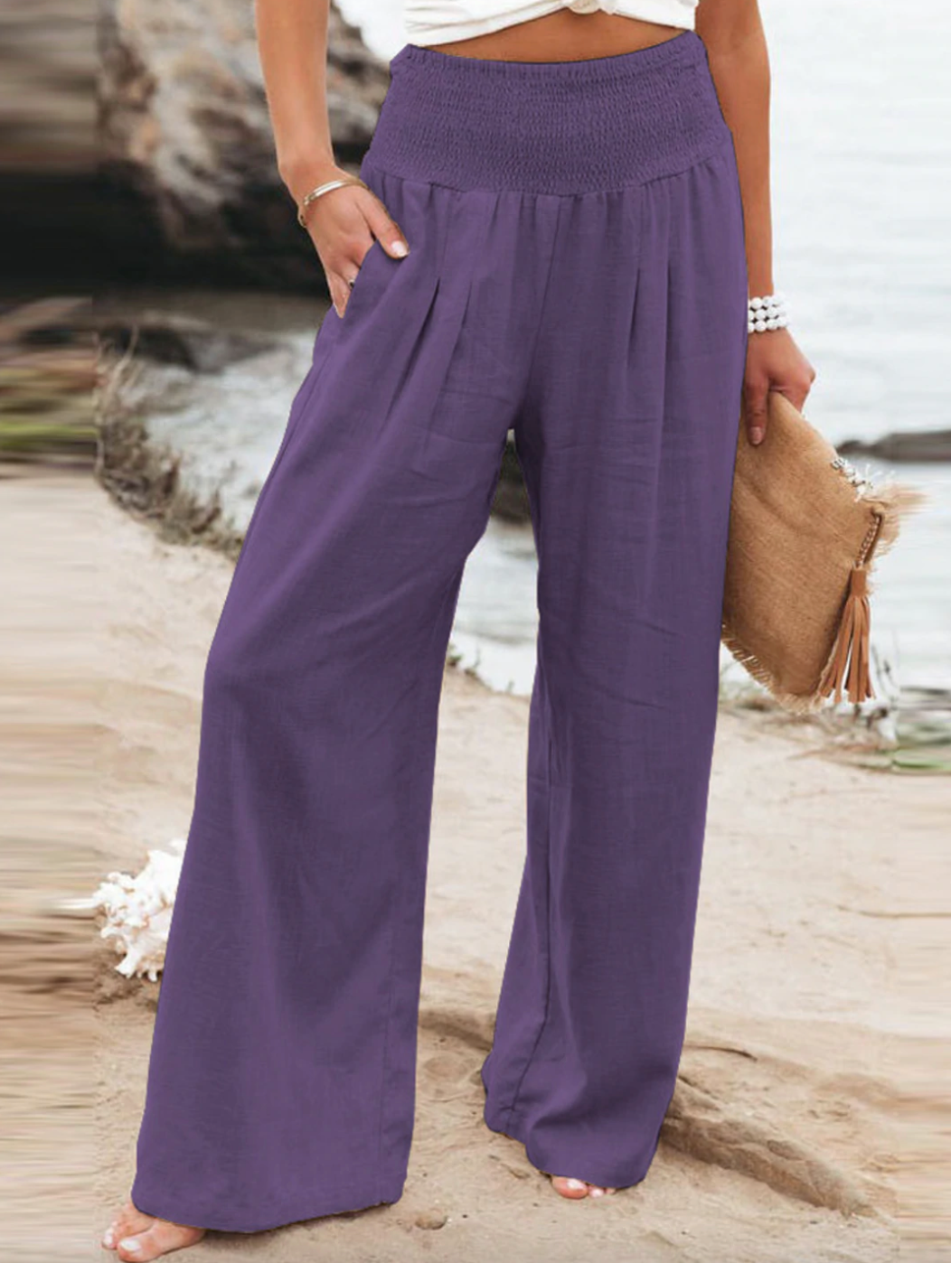 Elegante, bequeme Damen Loose Fit Hose in Sandfarbe, ideal für stilvolle Freizeithosen und Alltagslooks.