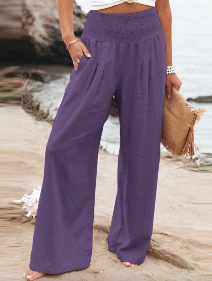 Elegante, bequeme Damen Loose Fit Hose in Sandfarbe, ideal für stilvolle Freizeithosen und Alltagslooks.