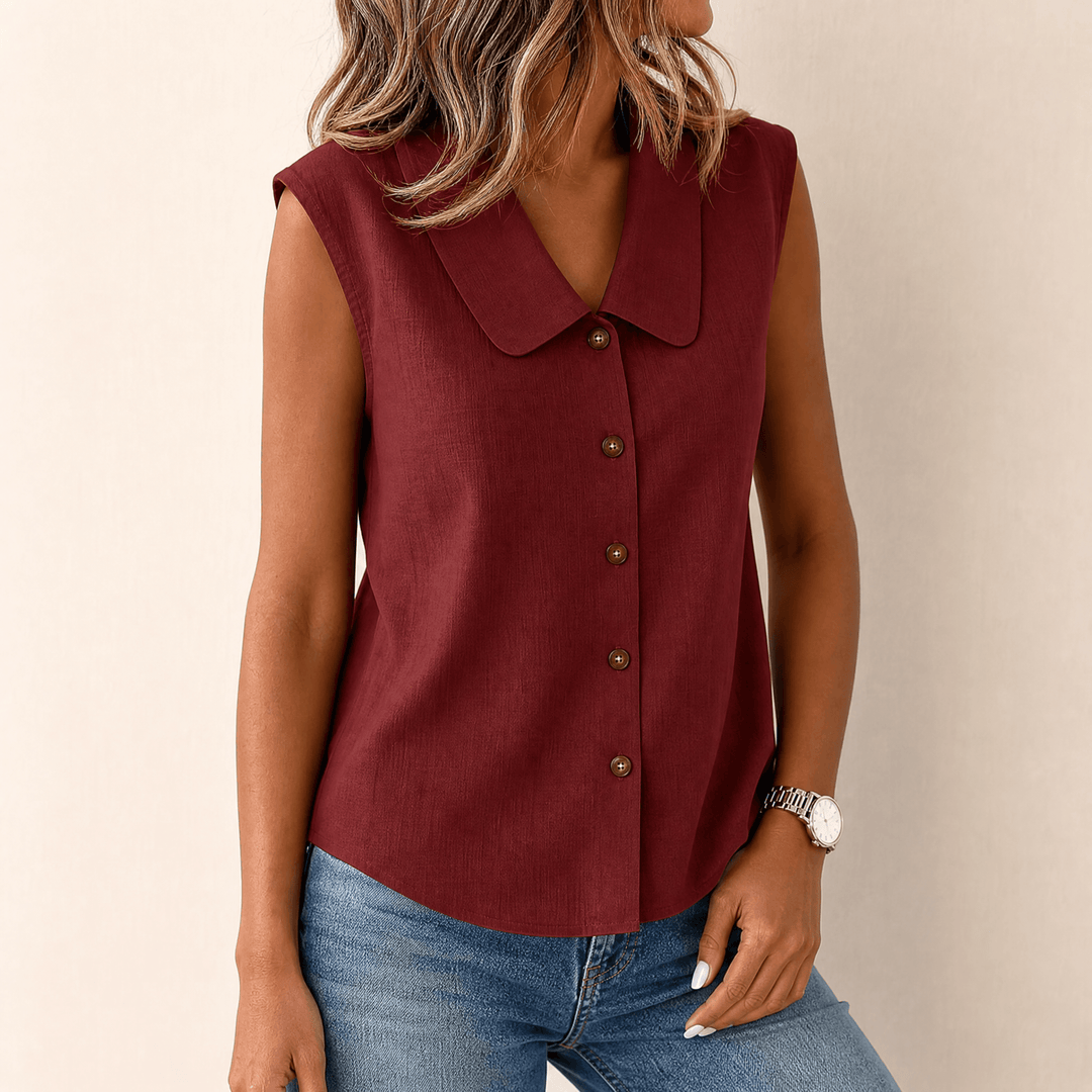 Leichtes Damen Sommertop, ärmellose Bluse mit V-Ausschnitt, luftig & locker für heiße Sommertage.