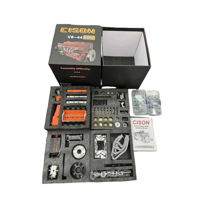 CISON Mini-V8 Benzinmotor Modellbausatz mit CDI-Zündung, detailreich für RC Modelle.