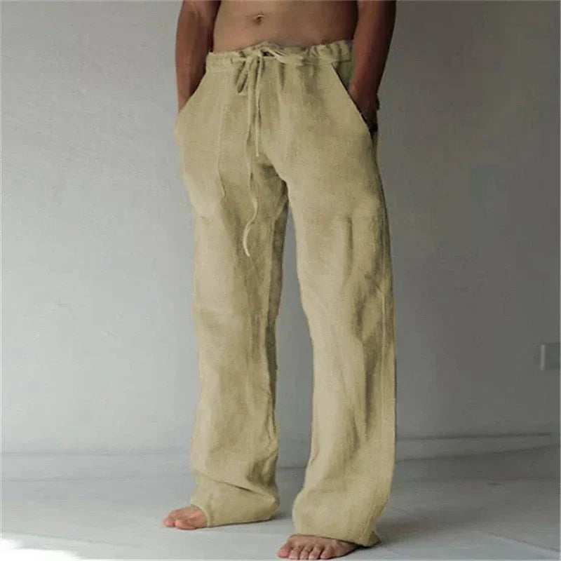 Bequeme Herren-Freizeithose aus leichtem Stoff, atmungsaktiv, locker sitzend, vielseitig für Strand & Alltag.