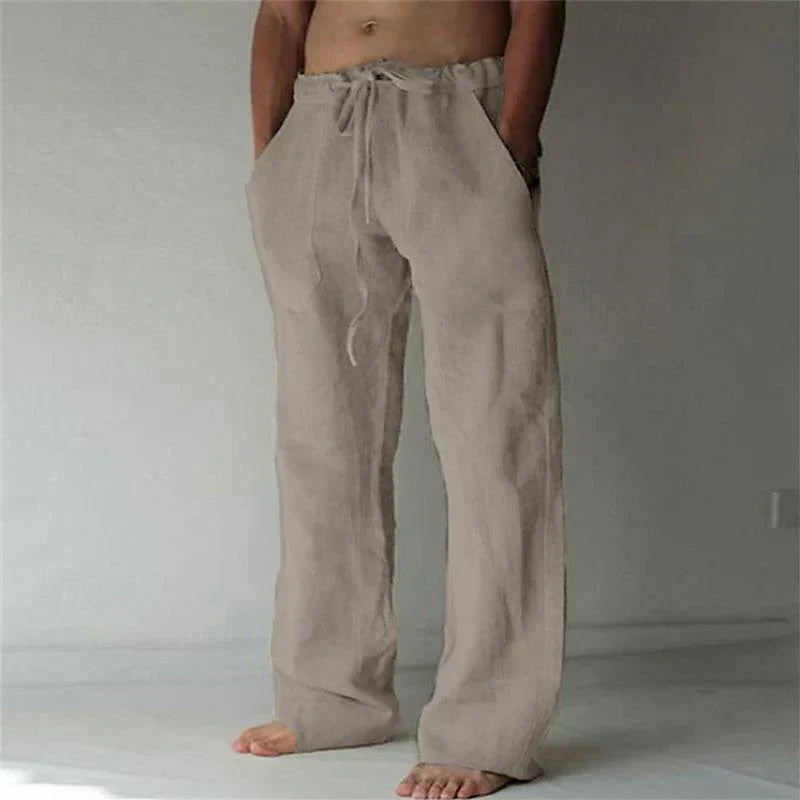 Luftige Herren-Leinenhose für den Sommer, locker und bequem, atmungsaktiv für heiße Tage und Freizeitaktivitäten.