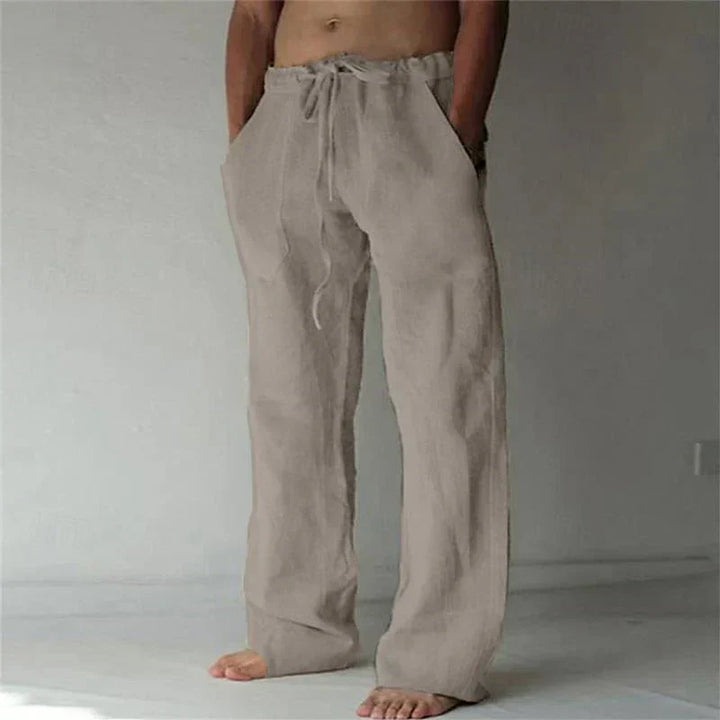 Luftige Herren-Leinenhose für den Sommer, locker und bequem, atmungsaktiv für heiße Tage und Freizeitaktivitäten.