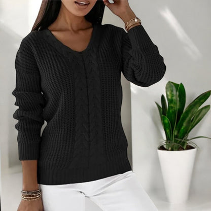 Bequemer, vielseitiger Damen Langarm-Pullover Carla aus Strick, perfekt für entspannte Tage.