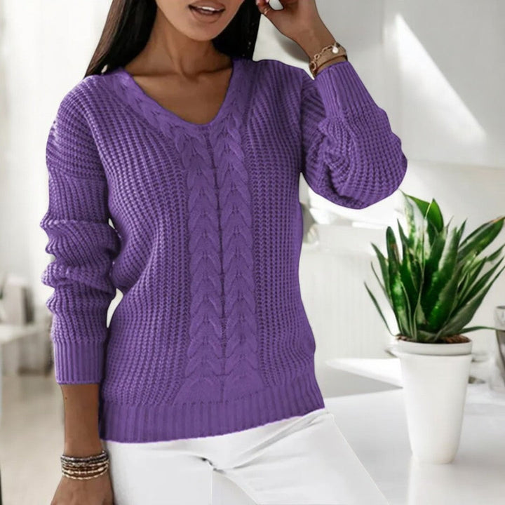 Locker geschnittener Damen Strickpullover für Herbst und Winter, elegant und komfortabel.