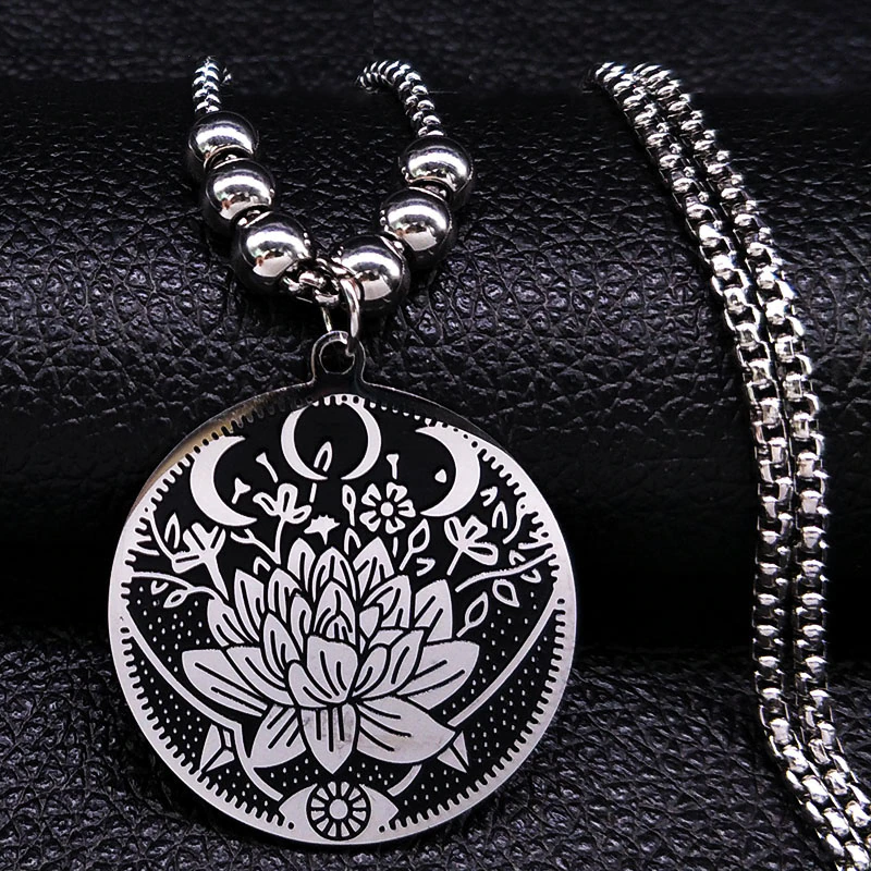 Unisex Lotusblumen-Halskette aus Silber, elegant und spirituell, perfekt als Schmuck-Geschenk.