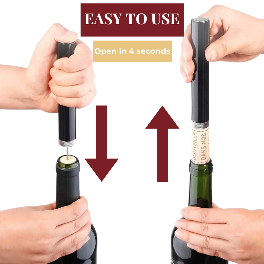 Eleganter Edelstahl-Luftdruckkorkenzieher für Küche und Bar, ideal für Weinliebhaber.