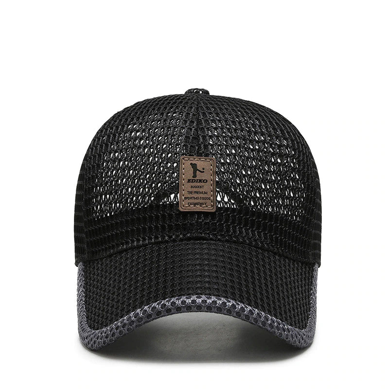 Schwarze, atmungsaktive Unisex Sommerkappe mit Sonnenschutz, ideal für Sport & Freizeit.