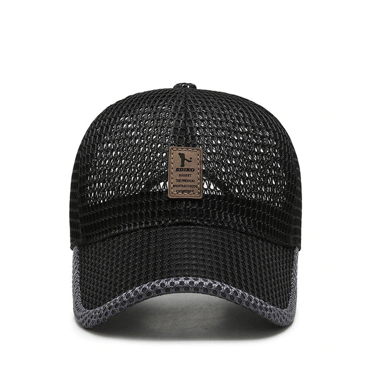 Schwarze, atmungsaktive Unisex Sommerkappe mit Sonnenschutz, ideal für Sport & Freizeit.
