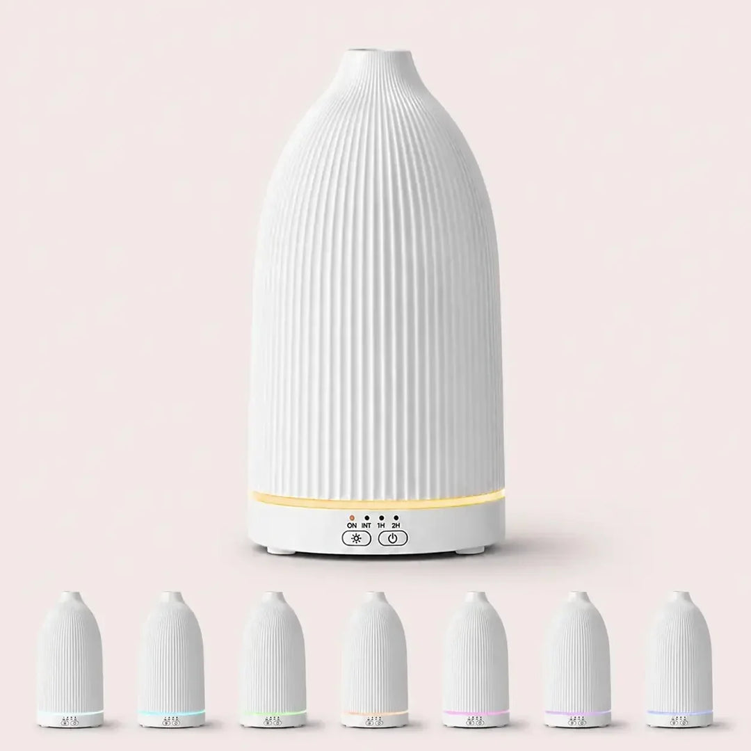 Kompakter Ultraschall Diffuser & Luftbefeuchter, ideal für Wellness & eine angenehme Raumatmosphäre mit Licht.