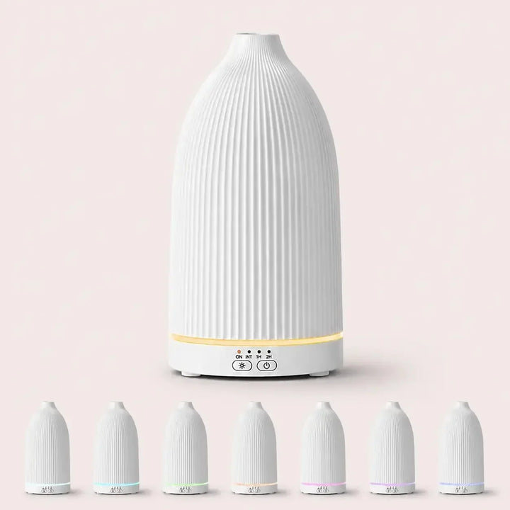 Kompakter Ultraschall Diffuser & Luftbefeuchter, ideal für Wellness & eine angenehme Raumatmosphäre mit Licht.