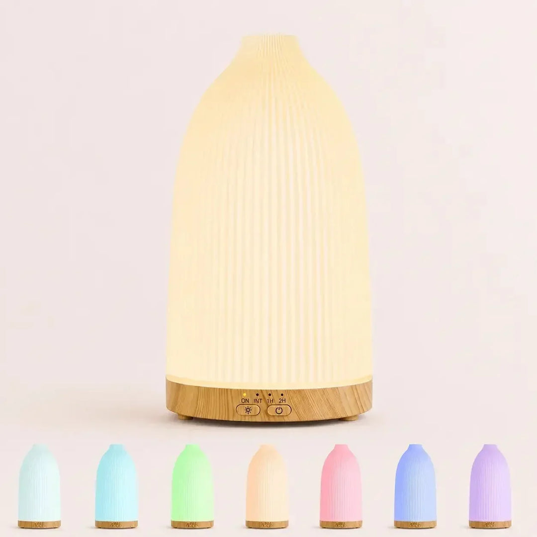 Eleganter 100ml Ultraschall Aroma Diffuser mit Ambientelicht. Perfekt für Aromatherapie & Entspannung zuhause.