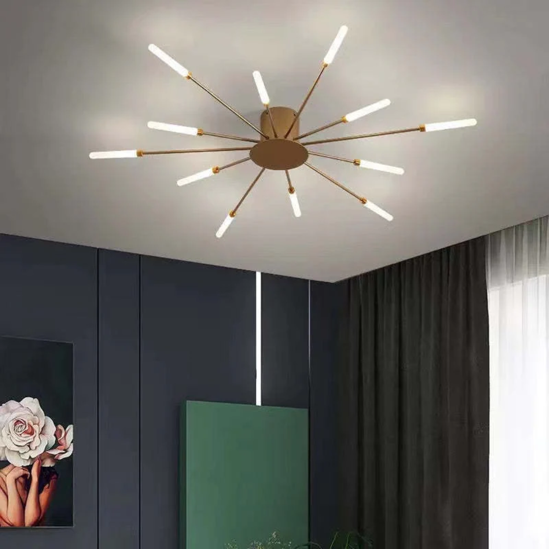 LumenMax LED-Deckenleuchte Gold, große, moderne Deckenlampe, energiesparende Beleuchtung.